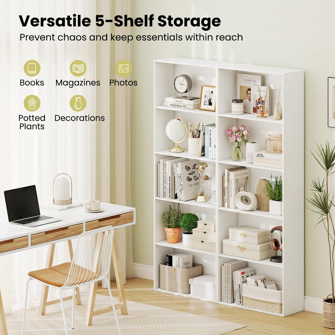 Giantex 5-Tier Bookshelf Freestanding Bookcase with 5 Open Shelf