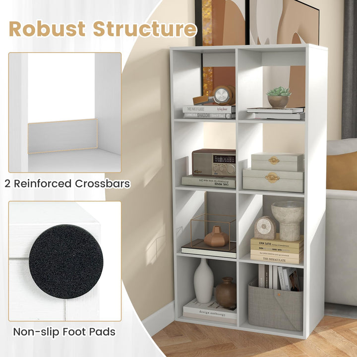 Giantex 8-Cube Bookcase, White Cubby Bookshelf w/Back Guardrail &amp; Anti-Tipping Kits
