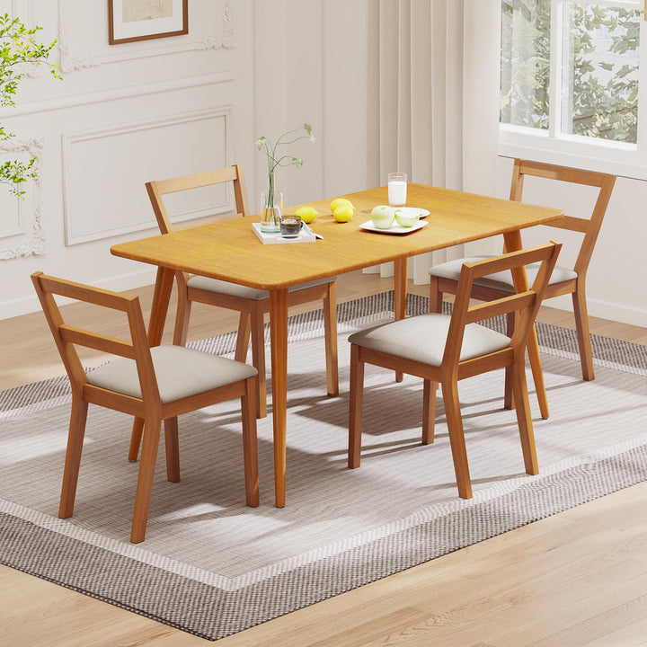 Giantex Wooden Dining Chairs Set of 2/4 Farmhouse Upholstered Kitchen Chairs with Rubber Wood Legs &amp; Fabric Padded Seat