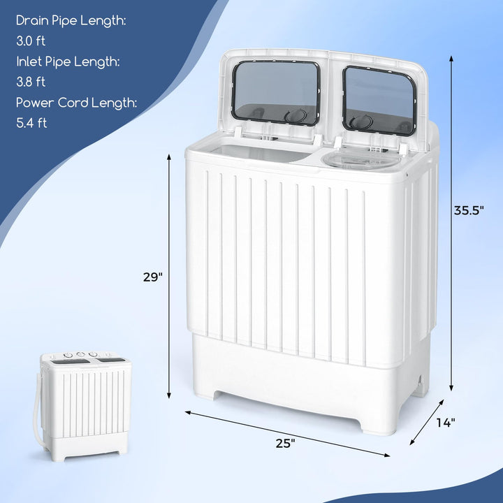 20 lbs Portable Washing Machine with Built-in Gravity Drain-Gray