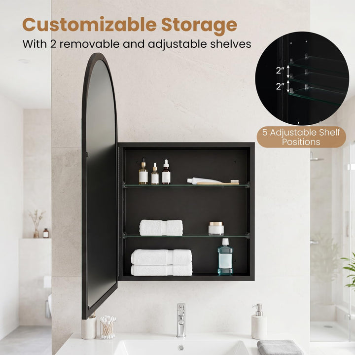 Giantex 34" x 22" Brushed Metal Wall-Mounted Medicine Cabinet for Bathroom