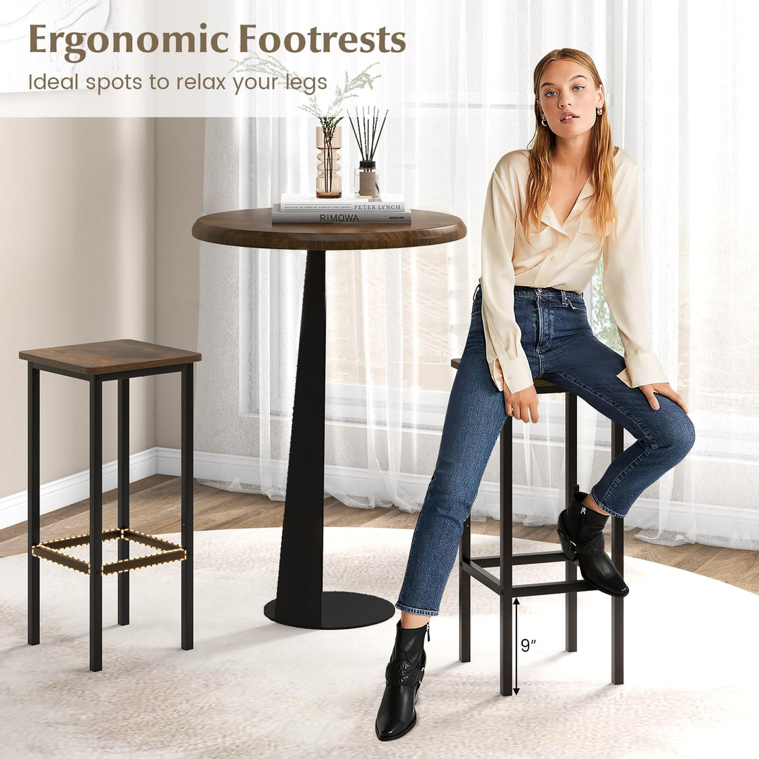 Giantex Bar Stools Set of 4, 26" Backless Barstools with Metal Legs &amp; Footrest, Breakfast Bar Dining Chairs
