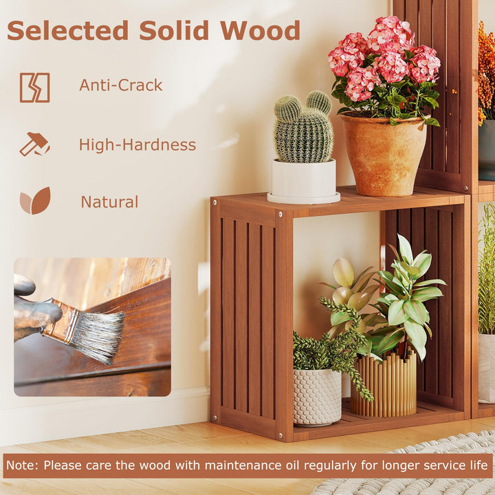 Giantex 3/6 Cube Bookcase Solid Wood Stacking Storage Organizers w/Open Slatted Design