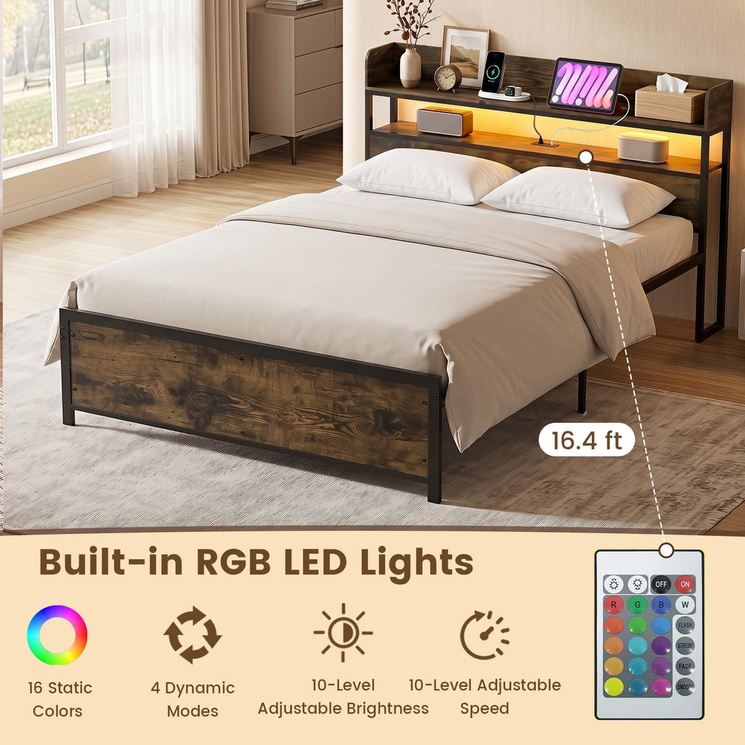 Giantex Queen Size Bed Frame with Storage Headboard