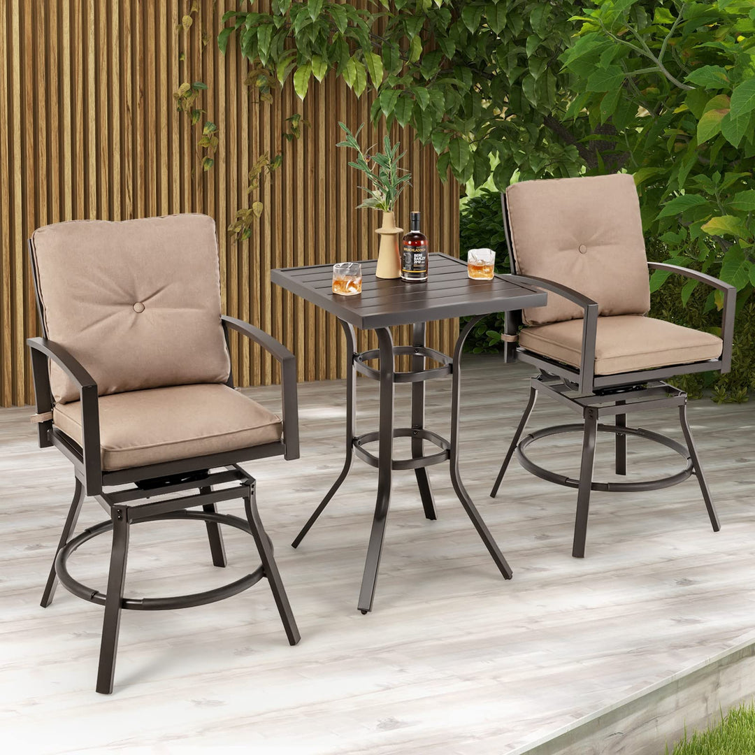 Giantex Set of 2 or 4 Patio Bar Chairs - Swivel Counter Height Bar Stool with Inclined Backrest