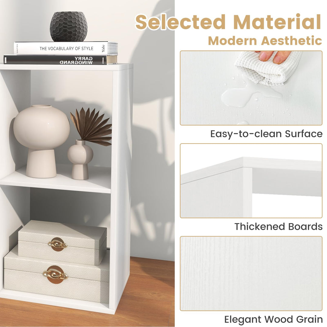 Giantex 4-Cube Bookcase, White Cubby Bookshelf w/Back Guardrail &amp; Anti-Tipping Kits