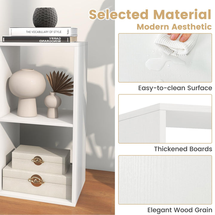 Giantex 4-Cube Bookcase, White Cubby Bookshelf w/Back Guardrail &amp; Anti-Tipping Kits