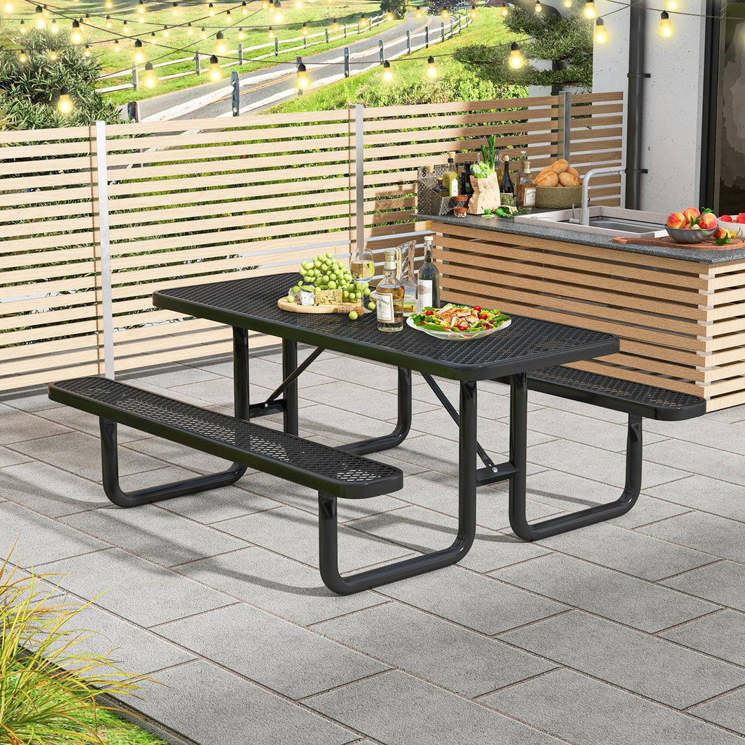 Giantex 72” Picnic Table, Large Outdoor Table &amp; Bench Set for 8