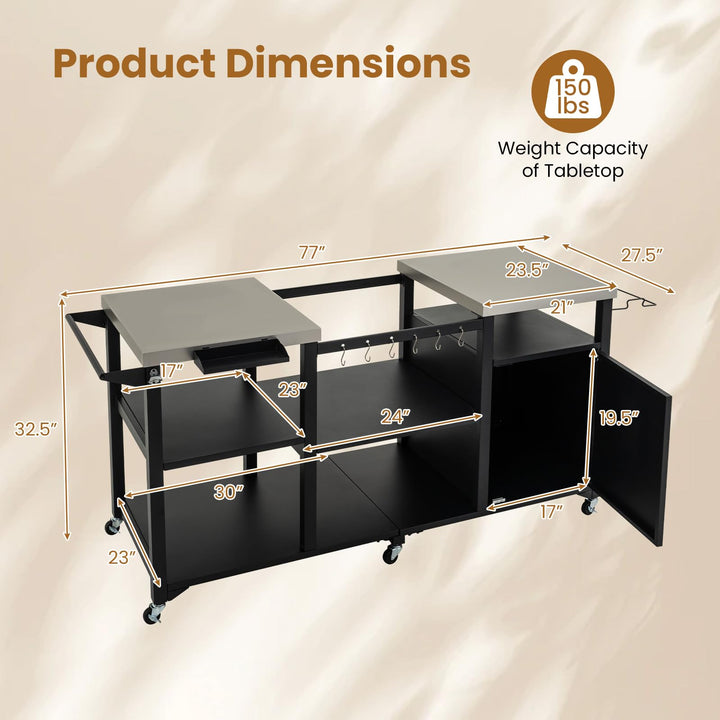 Giantex Outdoor Grill Cart with Cabinet Stainless Steel Tabletop and Hooks