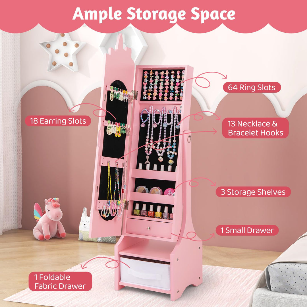 CHARMAID Kids Mirror Jewelry Cabinet - 45.5&