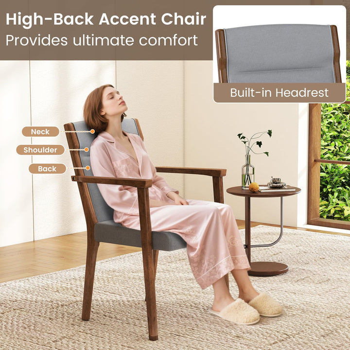 Giantex Mid Century Modern Dining Chairs Set of 2/4 Upholstered Accent Chair with High Back
