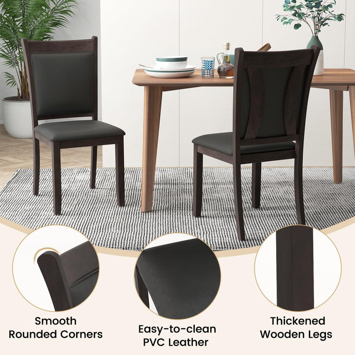 Giantex Wooden Dining Chairs Set, Modern Armless Kitchen Chairs w/Padded Backrest &amp; Seat, Rubber Wood Frame