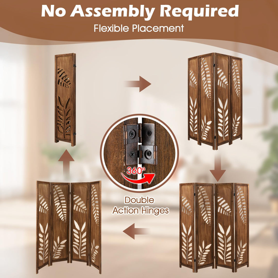 Giantex Room Divider 5.6 FT Folding Partition Stand with Double Action Metal Hinges