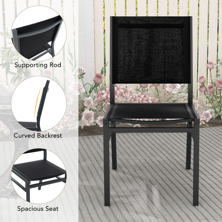 Giantex Outdoor Patio Dining Chair, Armless Dining Chair with Breathable Fabric Seat &amp; Backrest