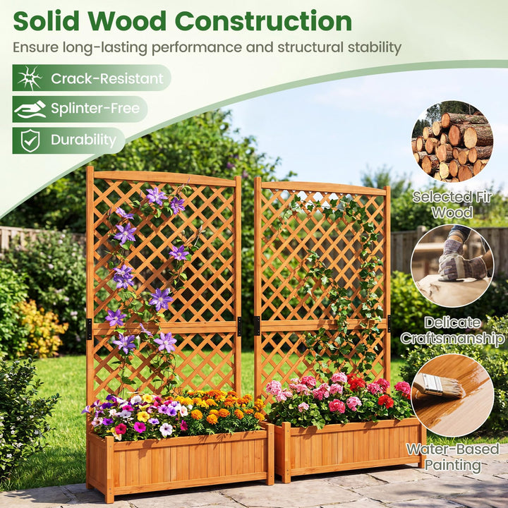 Giantex 71" Wooden Raised Garden Bed with Trellis (1/2)