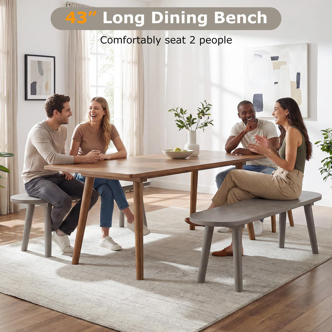 Giantex 43 Inch Solid Wood Farmhouse Dining Bench Rustic Wooden Entryway Bench with Rubber Wood Legs