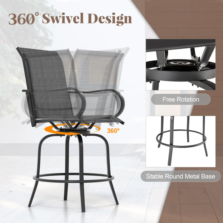 Giantex Swivel Outdoor Bar Stools, All-Weather Bar Height Patio Chairs