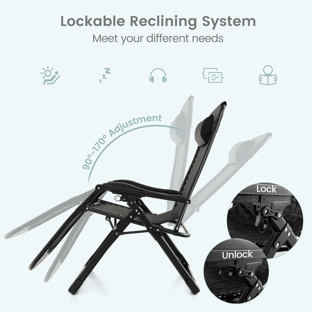 Giantex Zero Gravity Chair with Patio Cushions, Adjustable Folding Reclining Lounge Chair