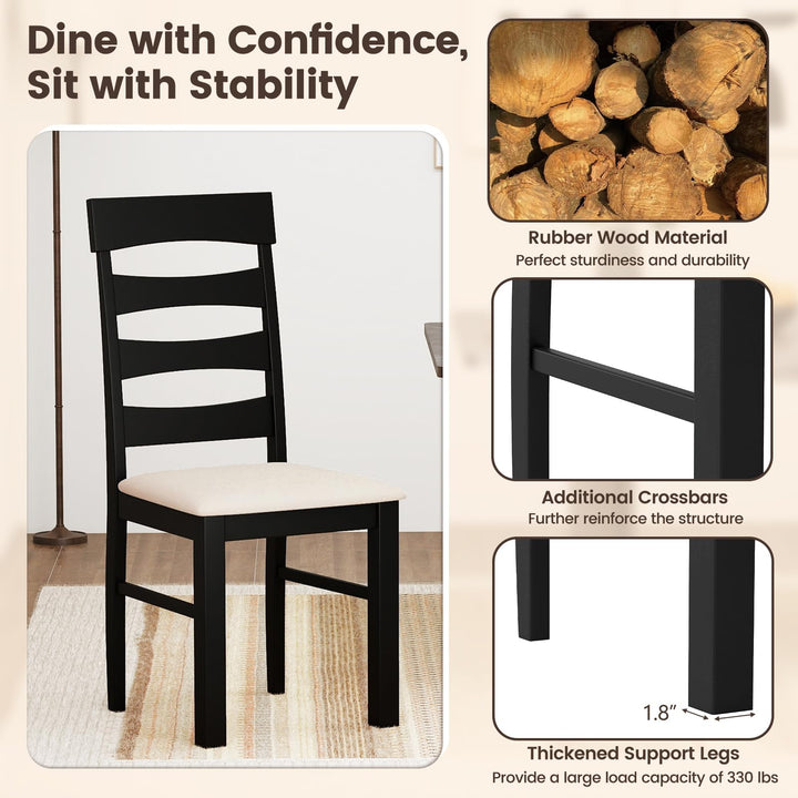 Giantex Dining Chairs Set of 2/4 with Padded Seat &amp; Rubber Wood Frame