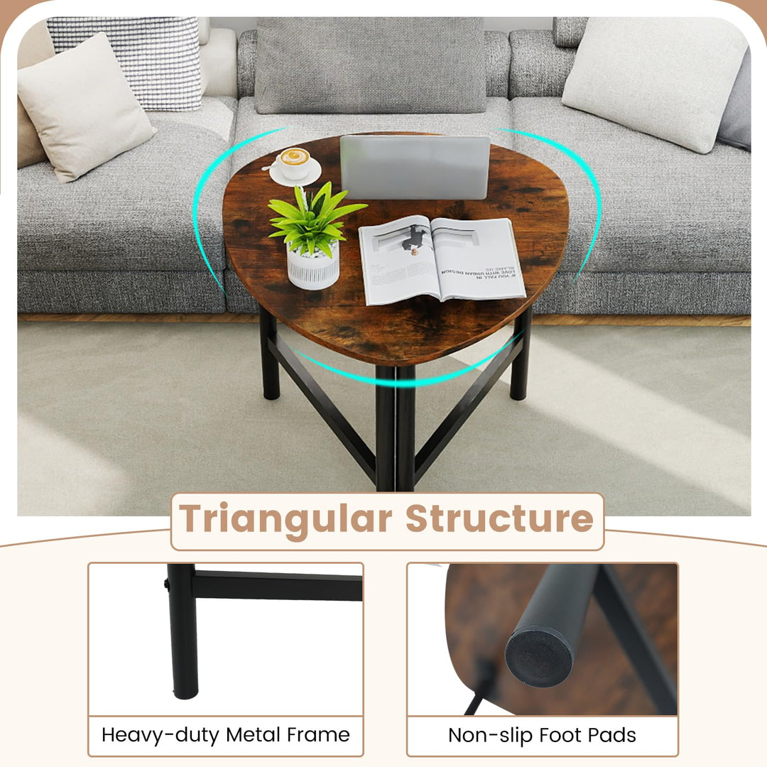 Giantex Triangle End Table Wood Side Table with Metal Legs