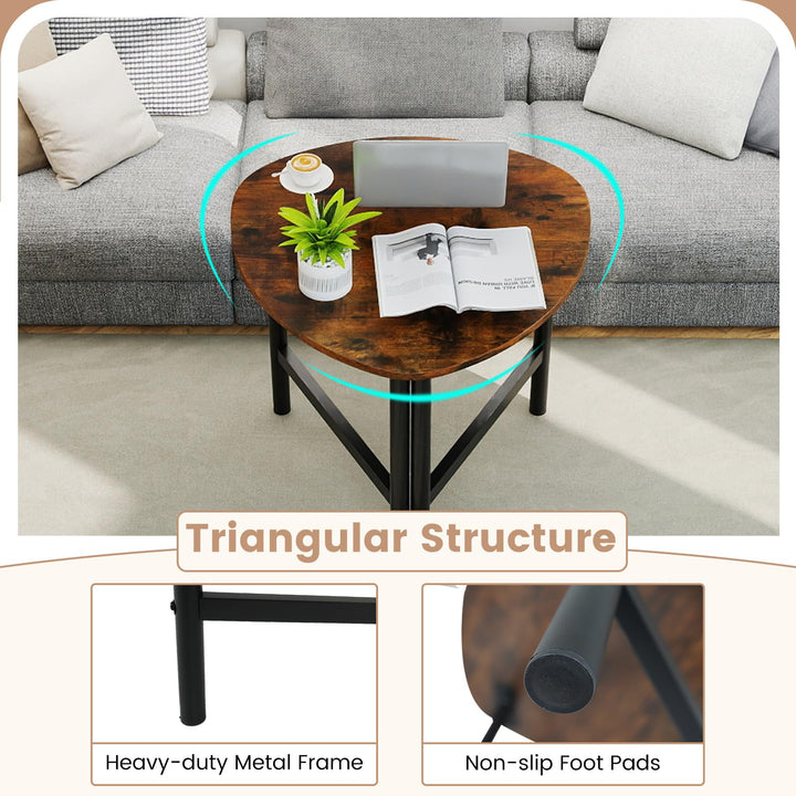 Giantex Triangle End Table Wood Side Table with Metal Legs