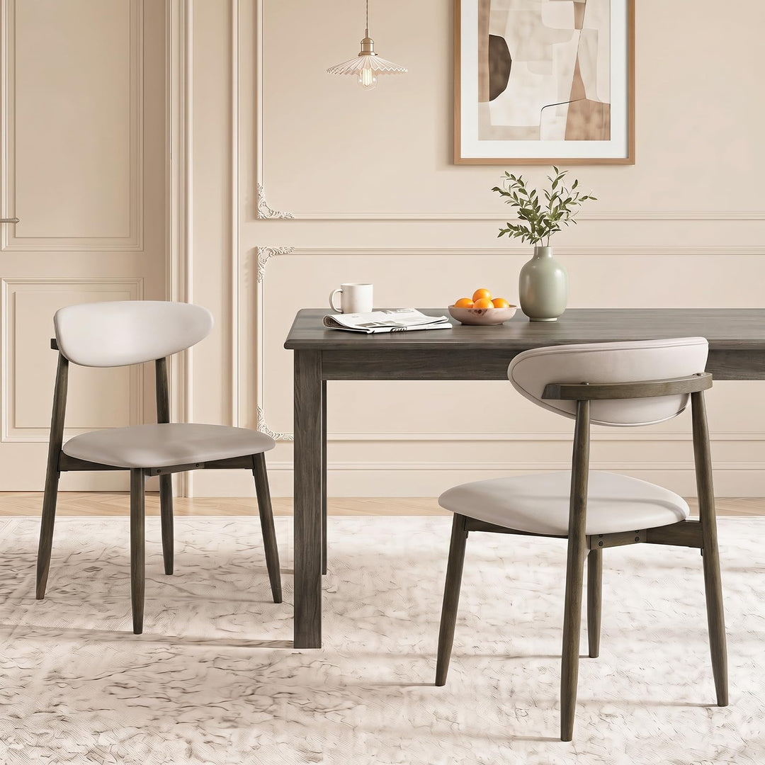 Giantex Wooden Dining Chairs Set of 2/4 with Curved Backrest &amp; Solid Rubber Wood Legs