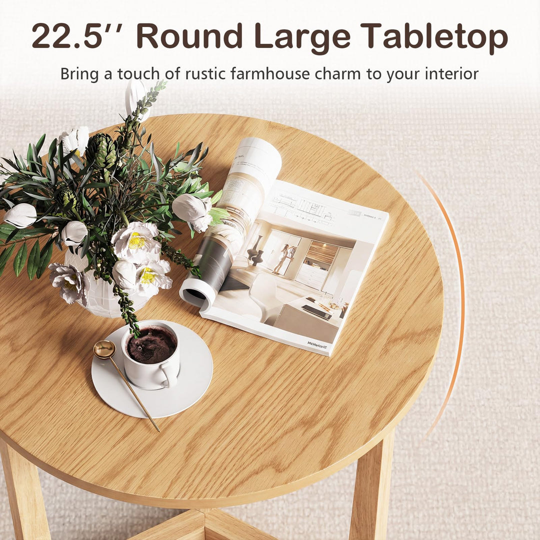 Giantex Round Side Table Set of 1/2  Compact Accent Bedside Night Stand for Living Room Bedroom