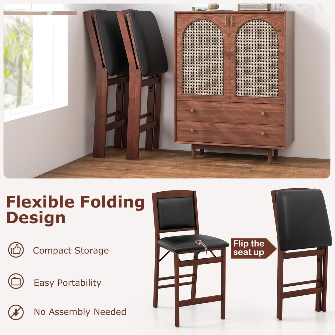 Giantex Folding Counter Height Bar Stools Set of 2/4, 24.5" Farmhouse Barstools w/Padded Back &amp; Seat