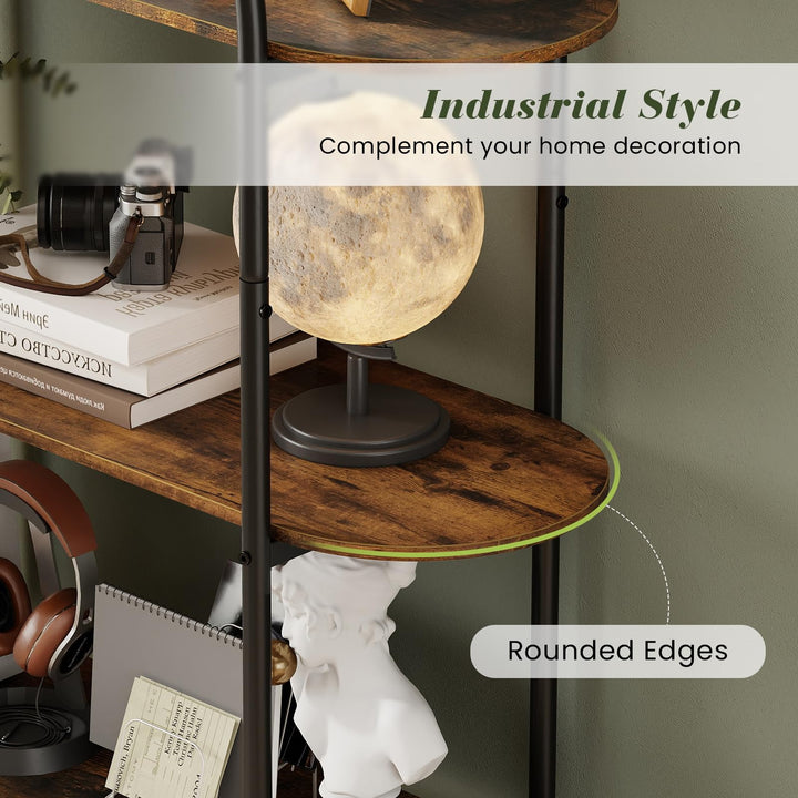 Giantex Arched Bookshelf 4-Tier Industrial Open Bookcase with Sturdy Metal Frame