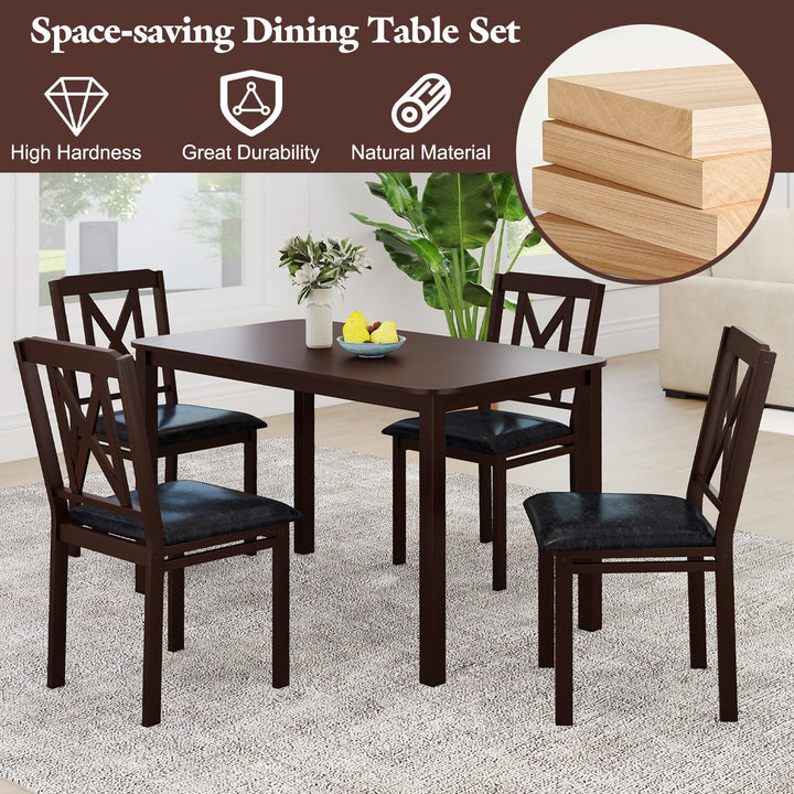 Giantex 5-Piece Dining Table Set for 4, 47" Rectangular Kitchen Table &amp; 4 Chairs