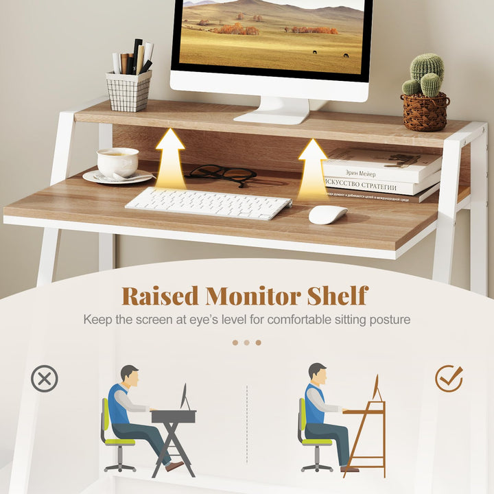 Giantex 2 Tier Computer Desk PC Laptop Table Study Writing Home Office Workstation