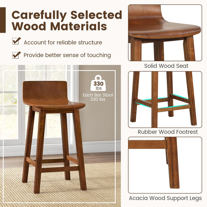 Giantex 2 or 4 Bar Stools Set with Low Back &amp; Footrest