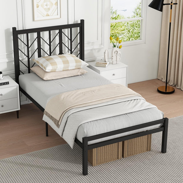 Giantex Queen/Full/Twin Size Bed Frames with Vintage Headboard, Metal Mattress Foundation for Storage