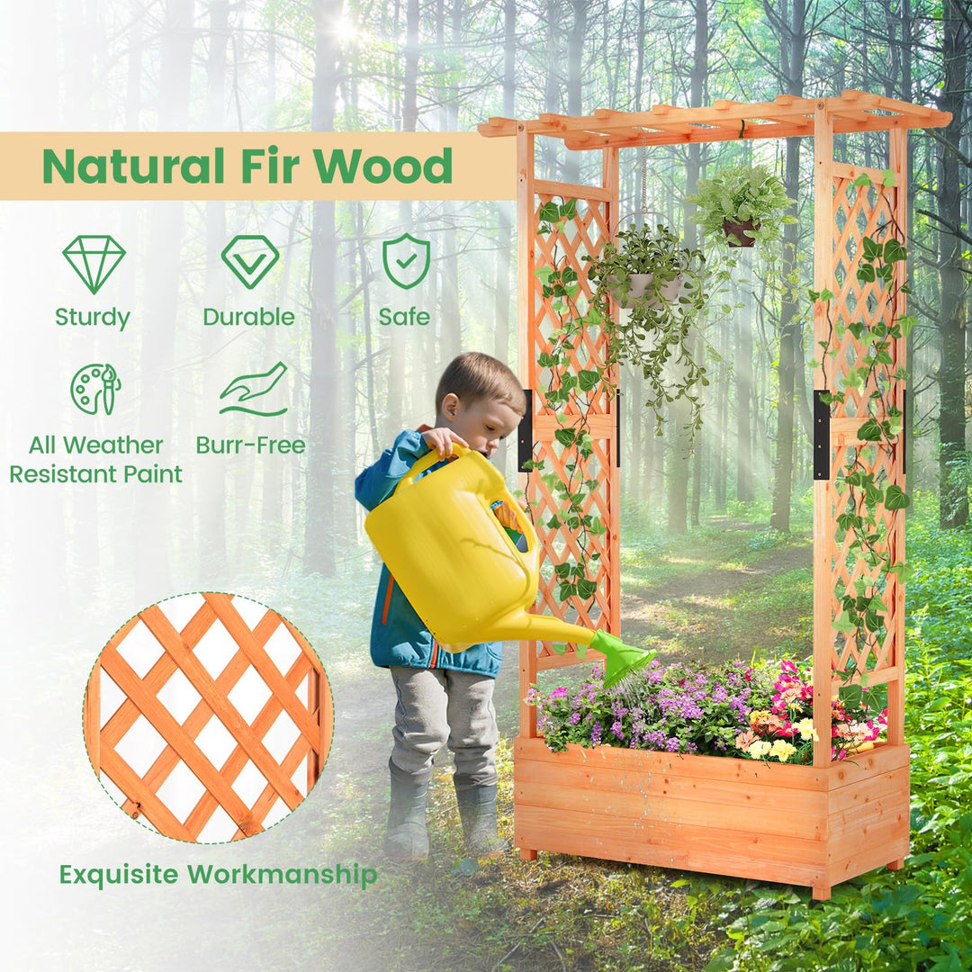 Giantex Raised Garden Bed with 2-Sided Trellis &amp; Hanging Roof