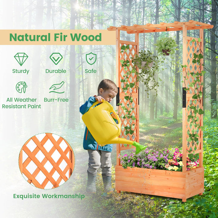Giantex Raised Garden Bed with 2-Sided Trellis &amp; Hanging Roof