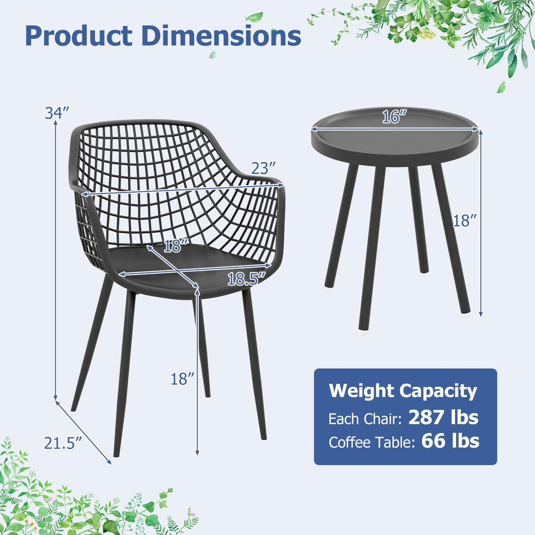 Giantex 3 Piece Patio Furniture Set, Outdoor Bistro Table and Chairs Set of 2, PP Seat &amp; Metal Legs