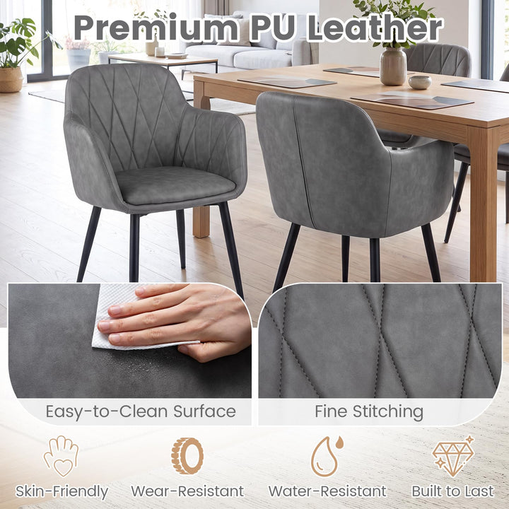 Giantex Dining Chairs Set with Curved Back &amp; Wide Seat