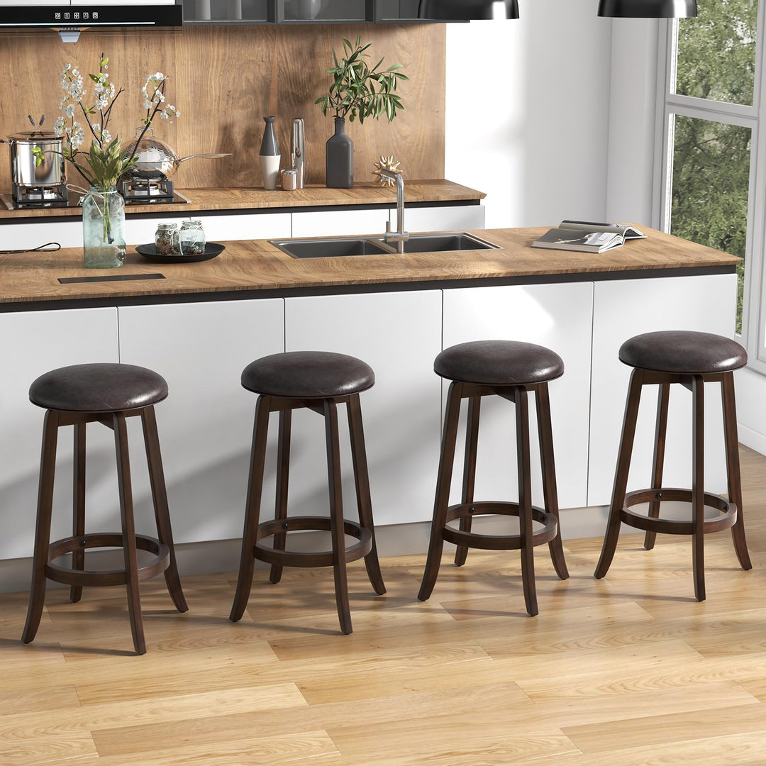 Giantex Bar Stools Set， 29"/ 24"  Bar Height Bar Stools w/ 360° Swivel Round Seat &amp; Footrest