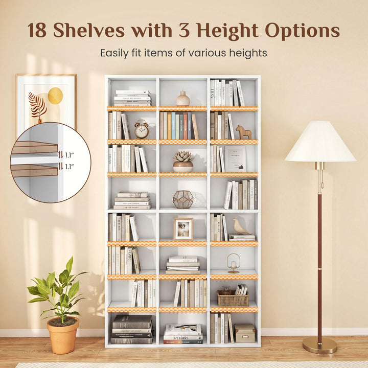 Giantex 70" Tall 8-Tier Large Bookcase with 24 Open Cube &amp; 18 Adjustable Display Storage Shelves