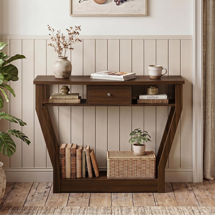 GIANTEX 43" Modern Console Table with Drawer &amp; Storage Shelf