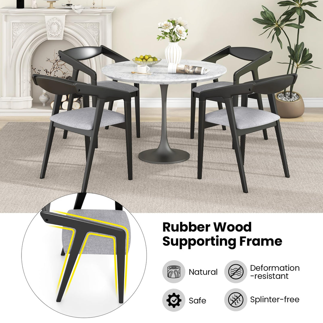 Giantex Wooden Dining Chairs Set, Linen Fabric Upholstered Kitchen Chairs w/Armrests &amp; Padded Cushion