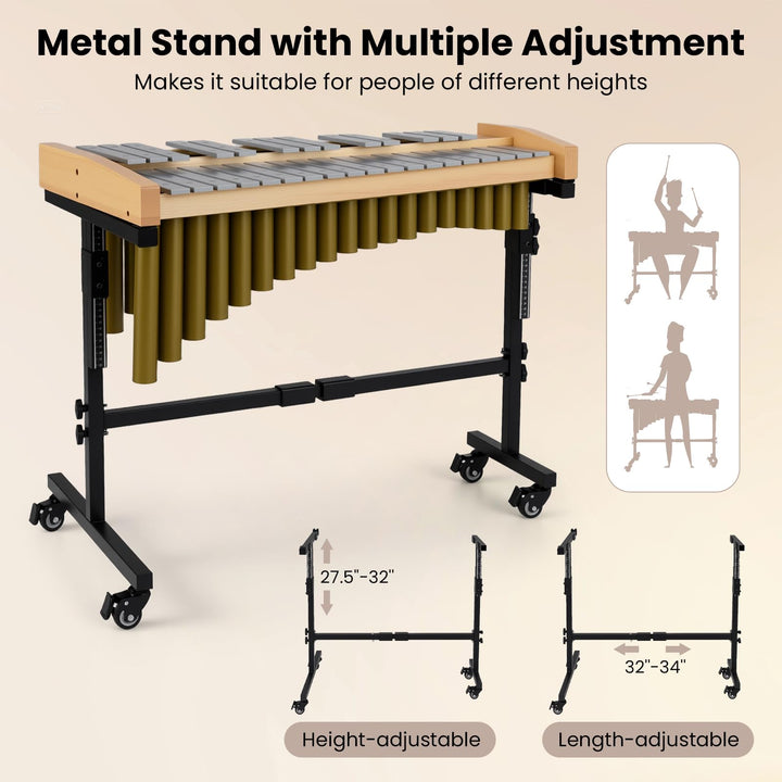 Giantex 32 Note Glockenspiel Marimba with Adjustable Stand &amp; Wheels