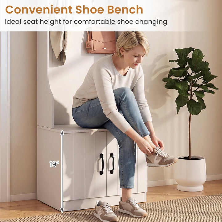 Giantex 3-in-1 Hall Tree with Bench and Shoe Storage 23.5" Tall Coat Rack