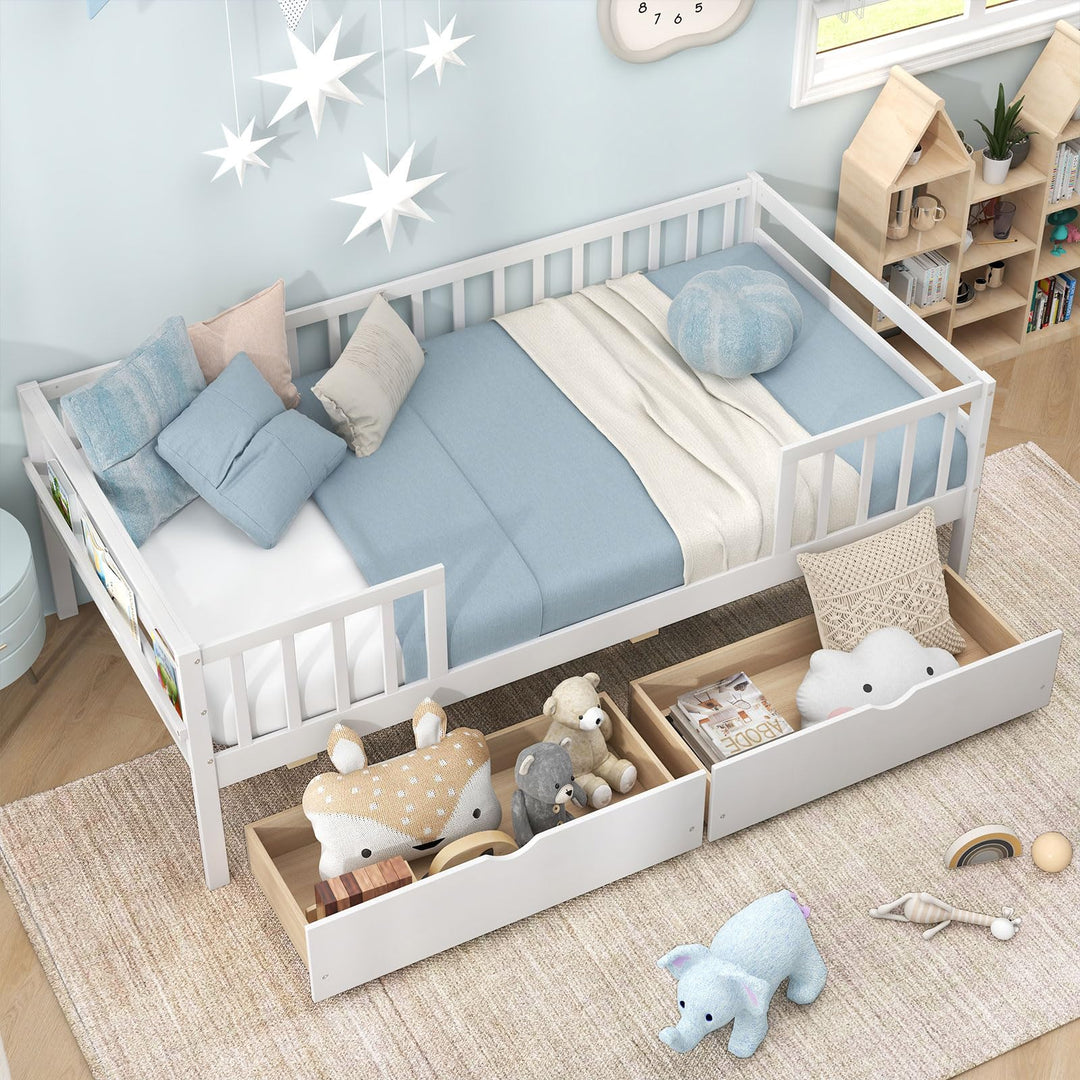 Giantex Twin Daybed with Drawers, Wooden Twin Bed Frame with Side Storage &amp; Slats Support