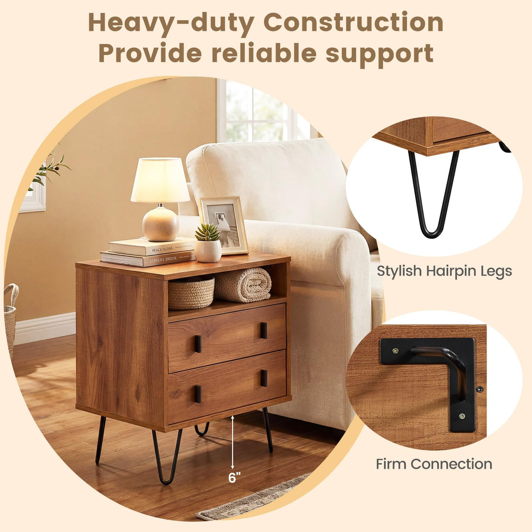 Giantex Night Stand with 2 Drawers for Bedroom Home Office