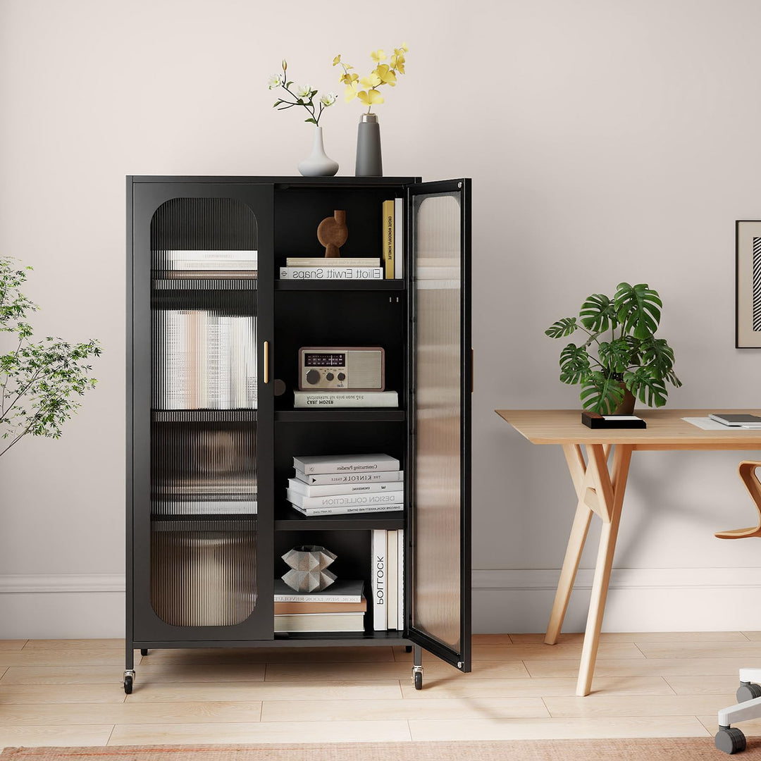 Giantex 2-Door Metal Storage Cabinet 5-Tier Tall Kitchen Pantry
