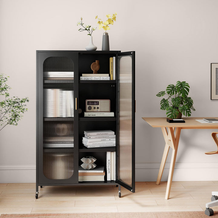 Giantex 2-Door Metal Storage Cabinet 5-Tier Tall Kitchen Pantry
