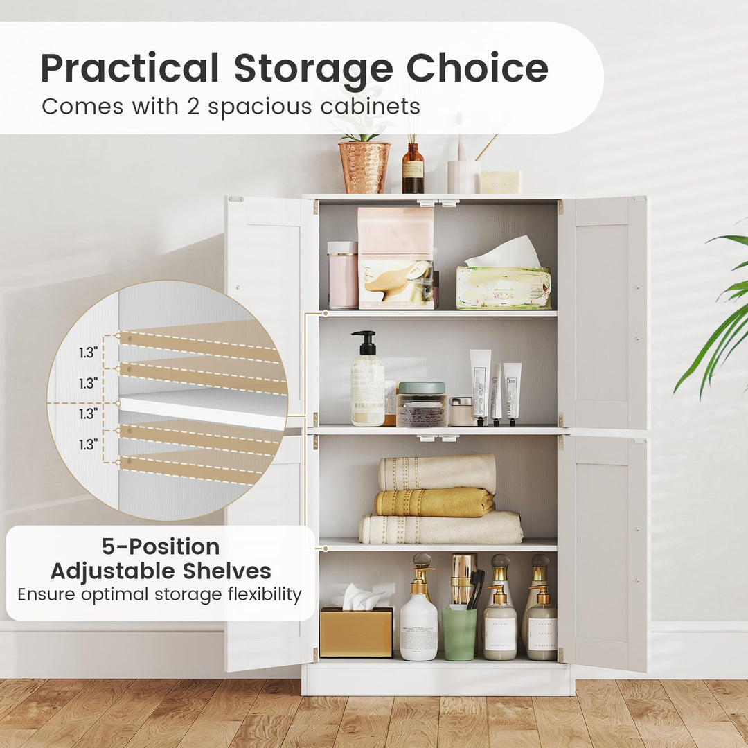 Giantex Bathroom Cabinet 43.5 inch Storage Cabinet with Doors and Adjustable Shelves