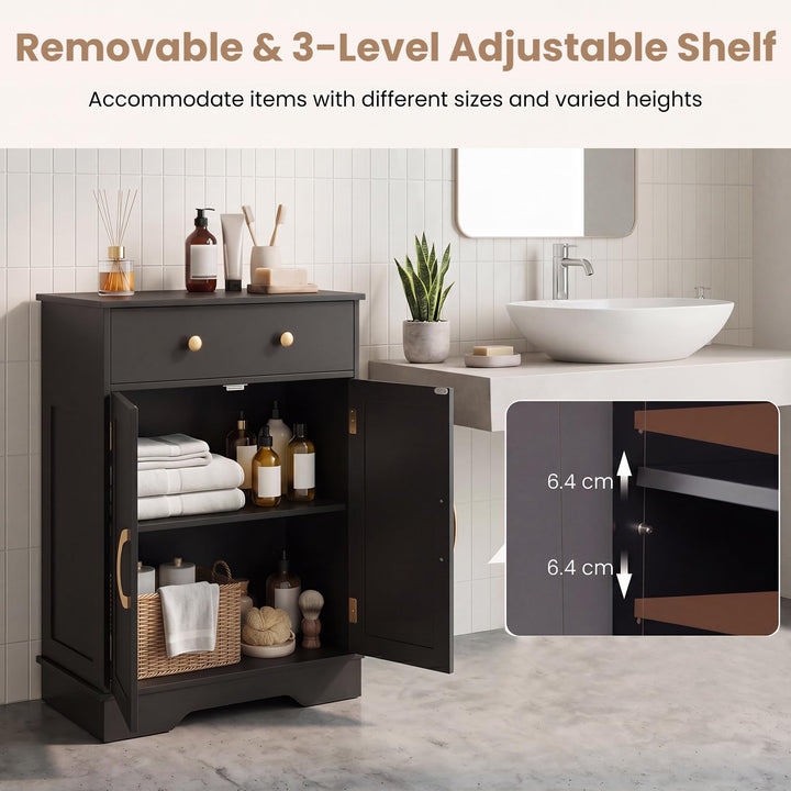 Floor Storage Cabinet with Doors Modern Buffet Sideboard with Drawer and Adjustable Shelf