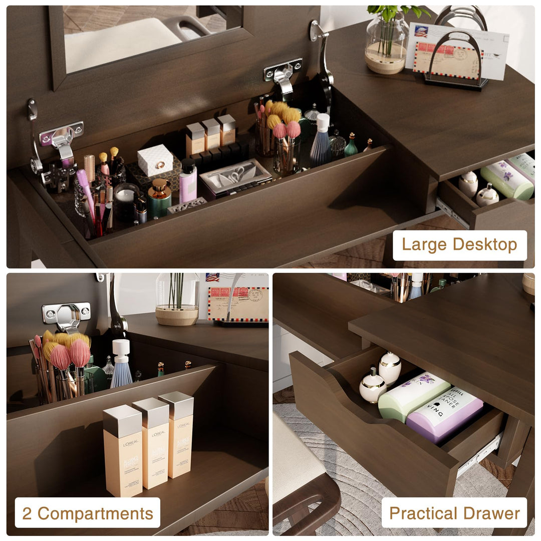 CHARMAID Vanity Table with Flip Top Mirror, 48&